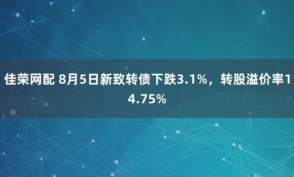佳荣网配 8月5日新致转债下跌3.1%，转股溢价率14.75%